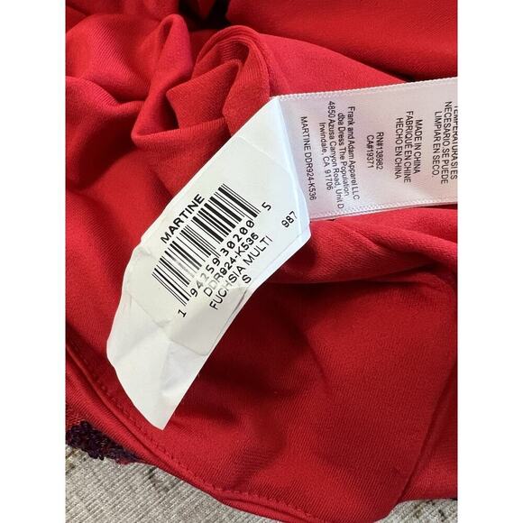 Dress The Population Martine Sequin One Shoulder Dress in Fuchsia Size S NWT - Picture 10 of 15